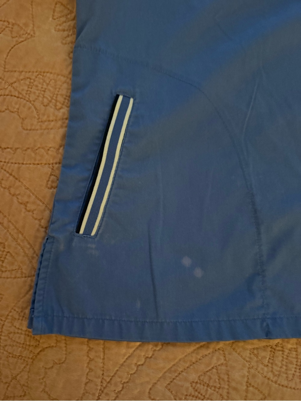 Koi Periwinkle V-Neck Scrub Top with Navy and White Stripe Trim - Picture 5 of 7